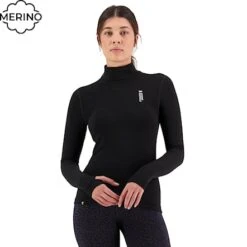Base Layer Top Mons Royale Wms Cascade Merino Flex Mock Neck LS